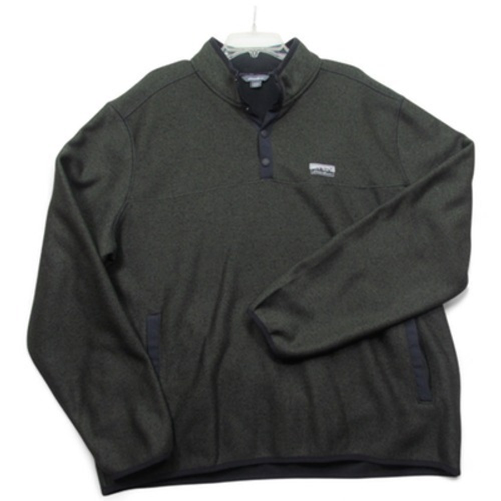 Eddie Bauer Pullover Mens Extra‎ Large Green Fleece Snap Front Outdoors Pockets
